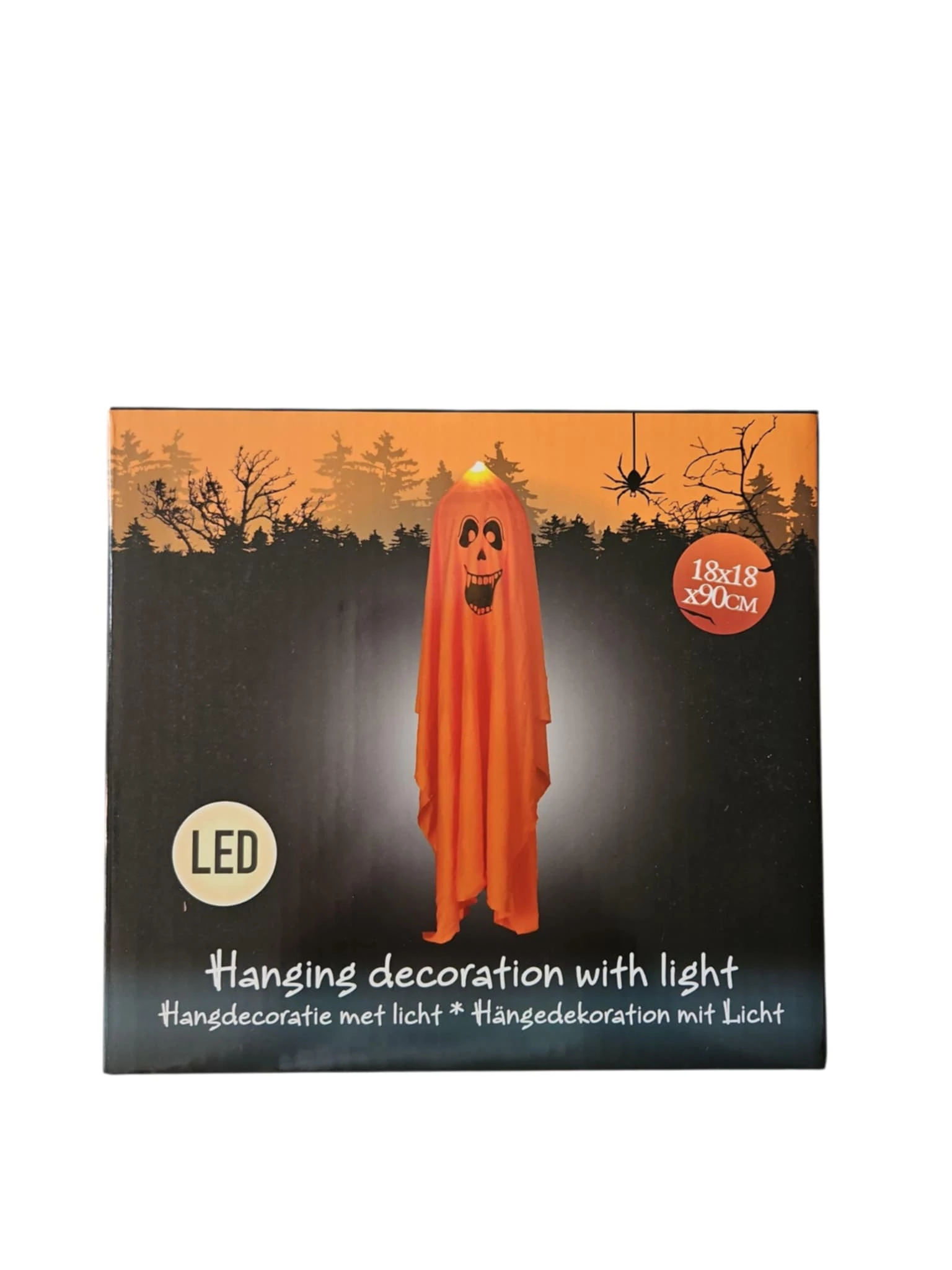 Halloween világító függő szellem dekoráció – narancs, 90 cm