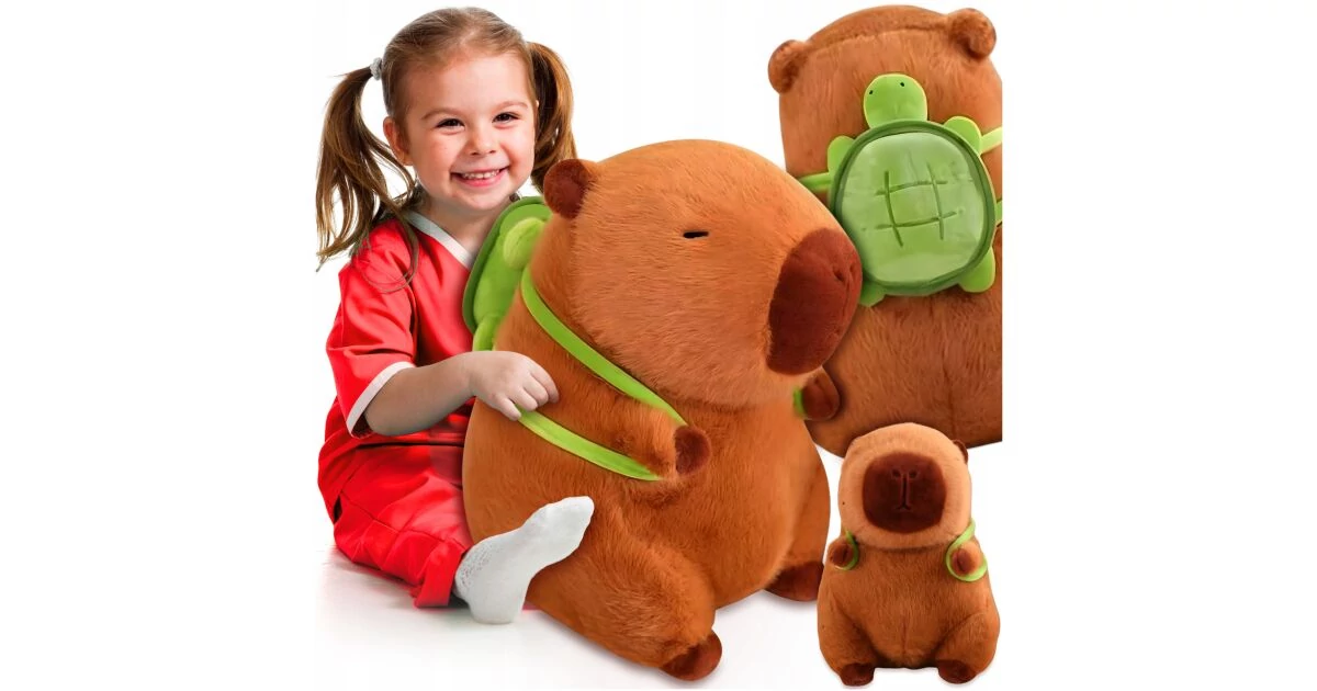 Capybara  Óriás plüss , teknős hátizsákkal, 50 cm