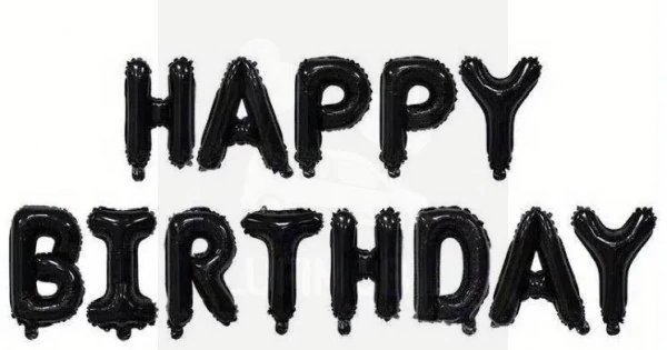 Happy Birthday fekete fólia betű lufi felirat
