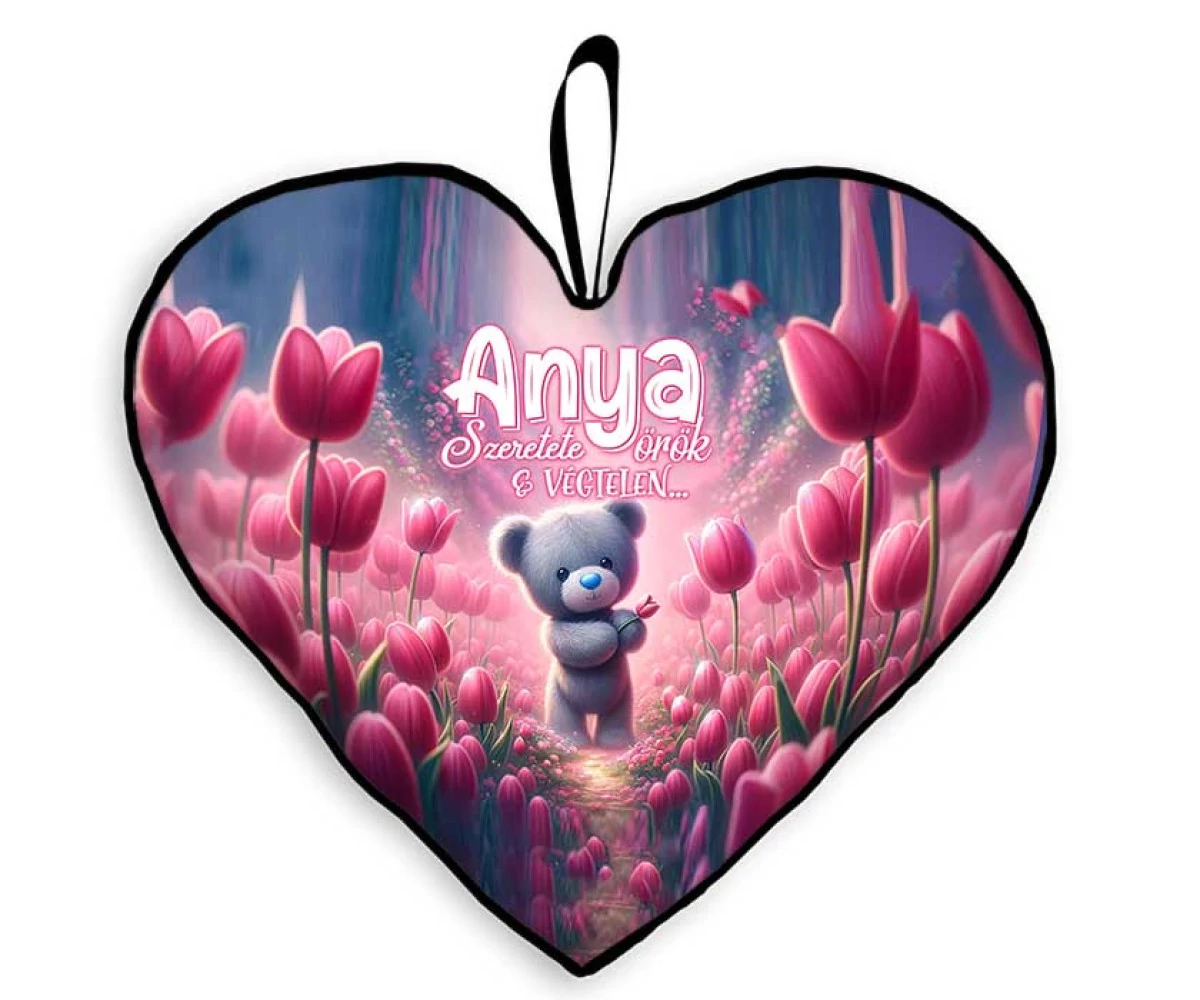 Anya szeretete örök és végtelen - Tulipános párna szív, kicsi