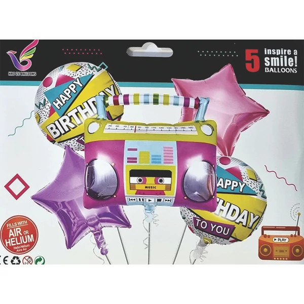 Csajos fólia lufi szett, 5 db - os ,rádiós lufival