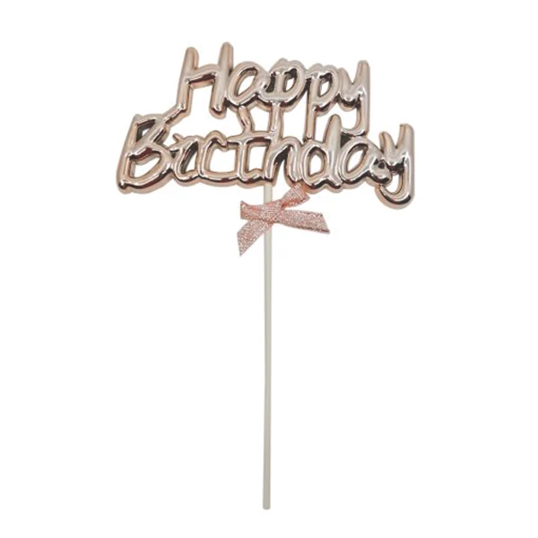 Happy Birthday feliratú torta dekoráció, Rose gold