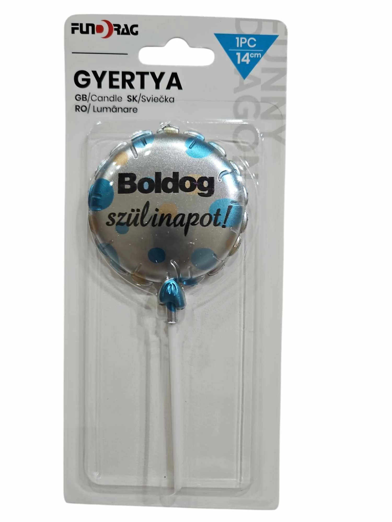 Konfettis Boldog Szülinapot gyertya, kék