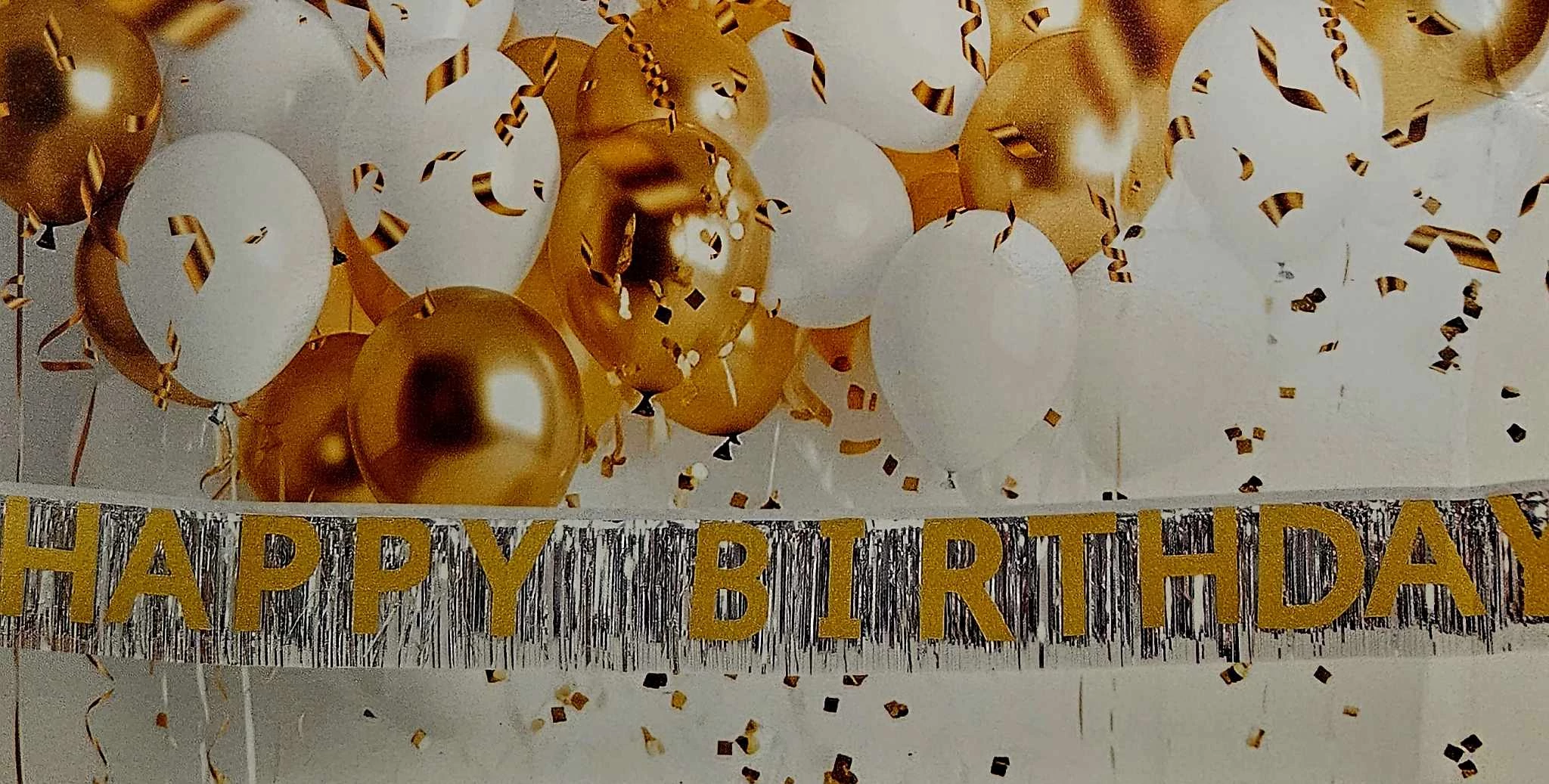 Fólia dekoráció, arany -ezüst Happy Birthday
