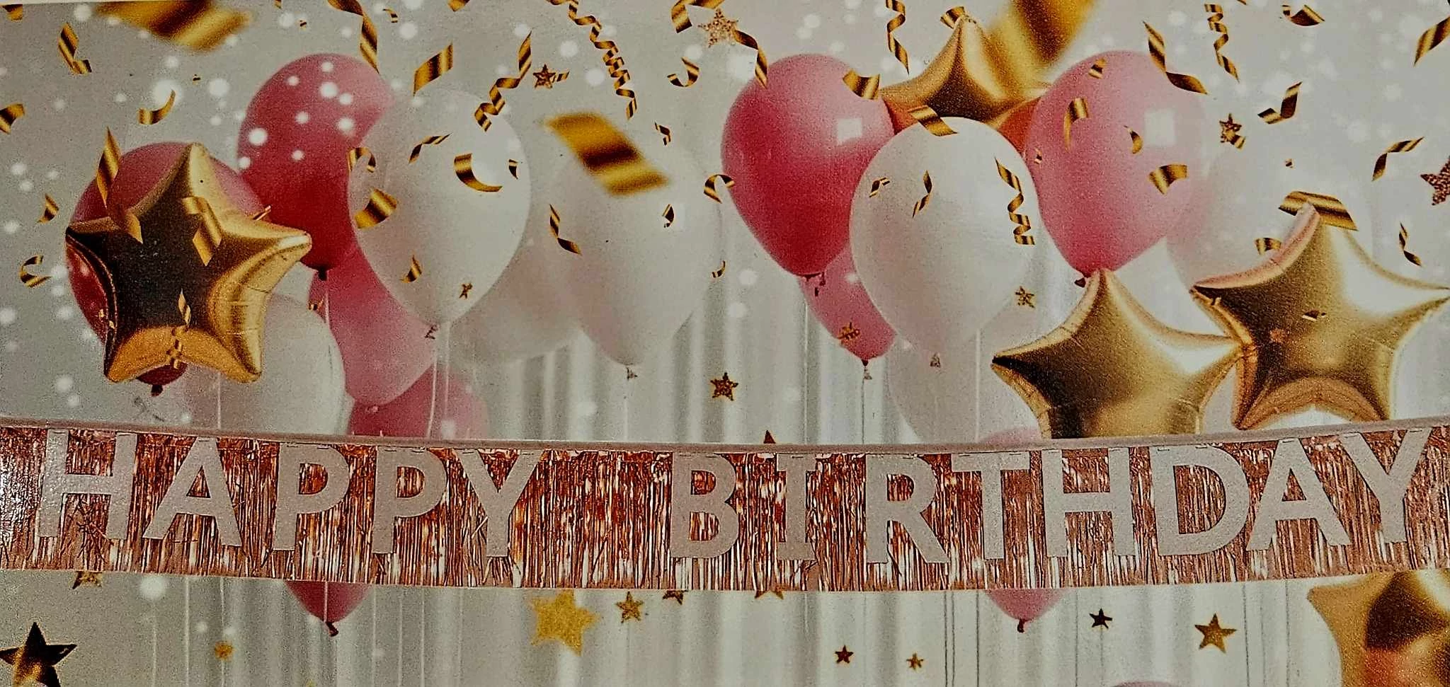 Fólia dekoráció, rose gold -ezüst Happy Birthday