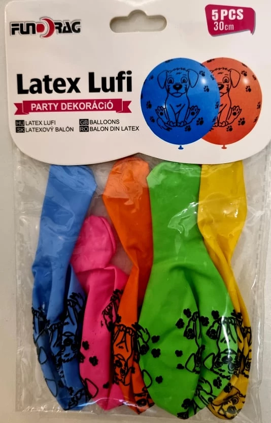 Kutyás latex lufi csomag, 5 db