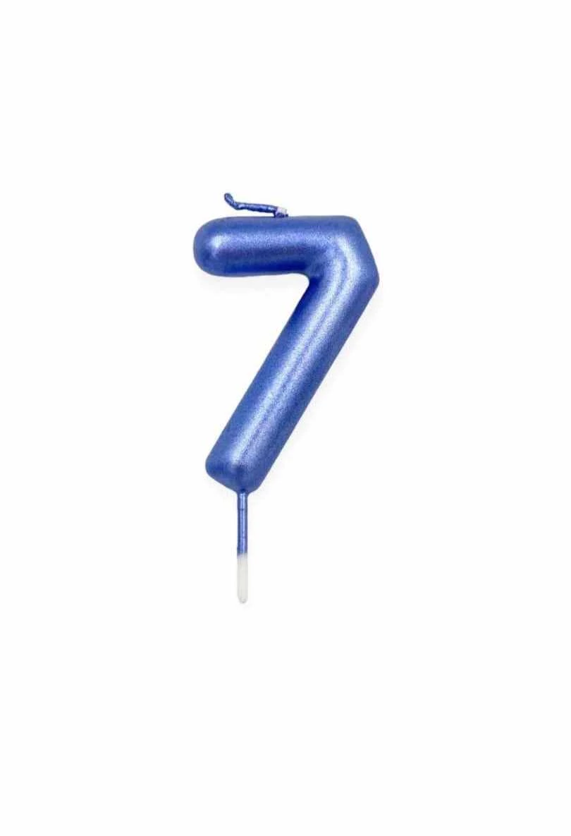 7-es kék króm számgyertya