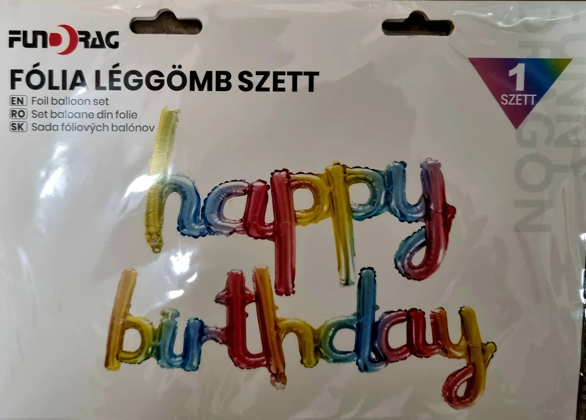 Happy birthday  színes fólia betűk