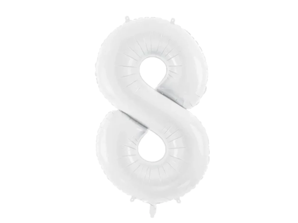 8 -as számos lufi , fehér , 86 cm