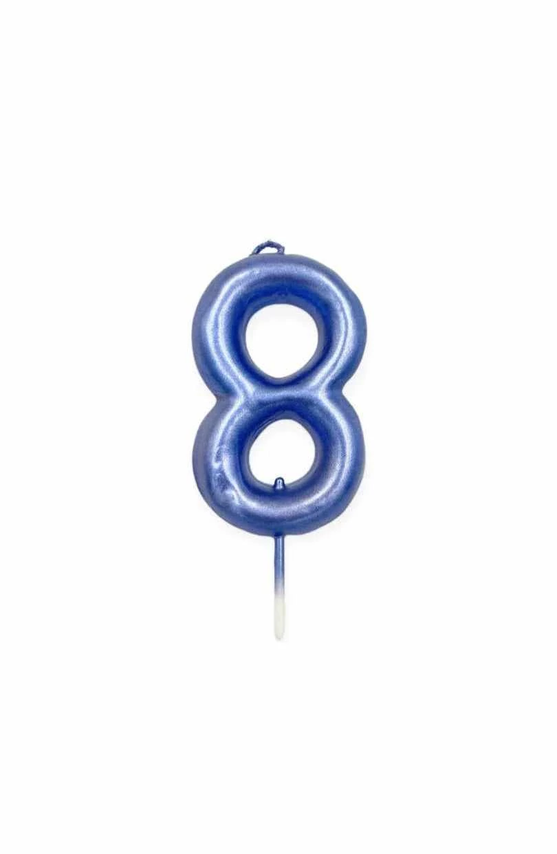 8-as kék króm számgyertya