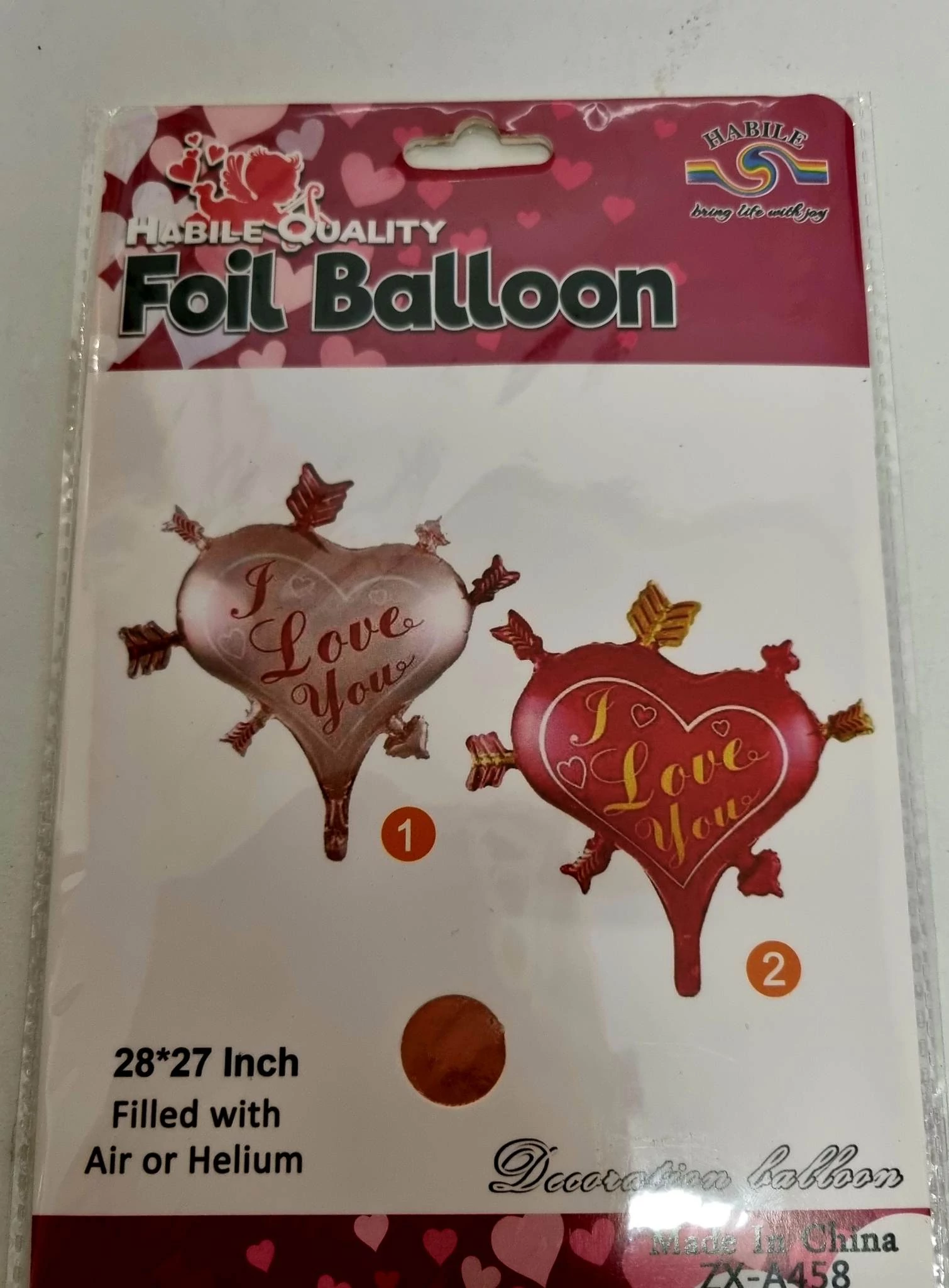 Rose gold szív lufi nyilakkal, 76 cm