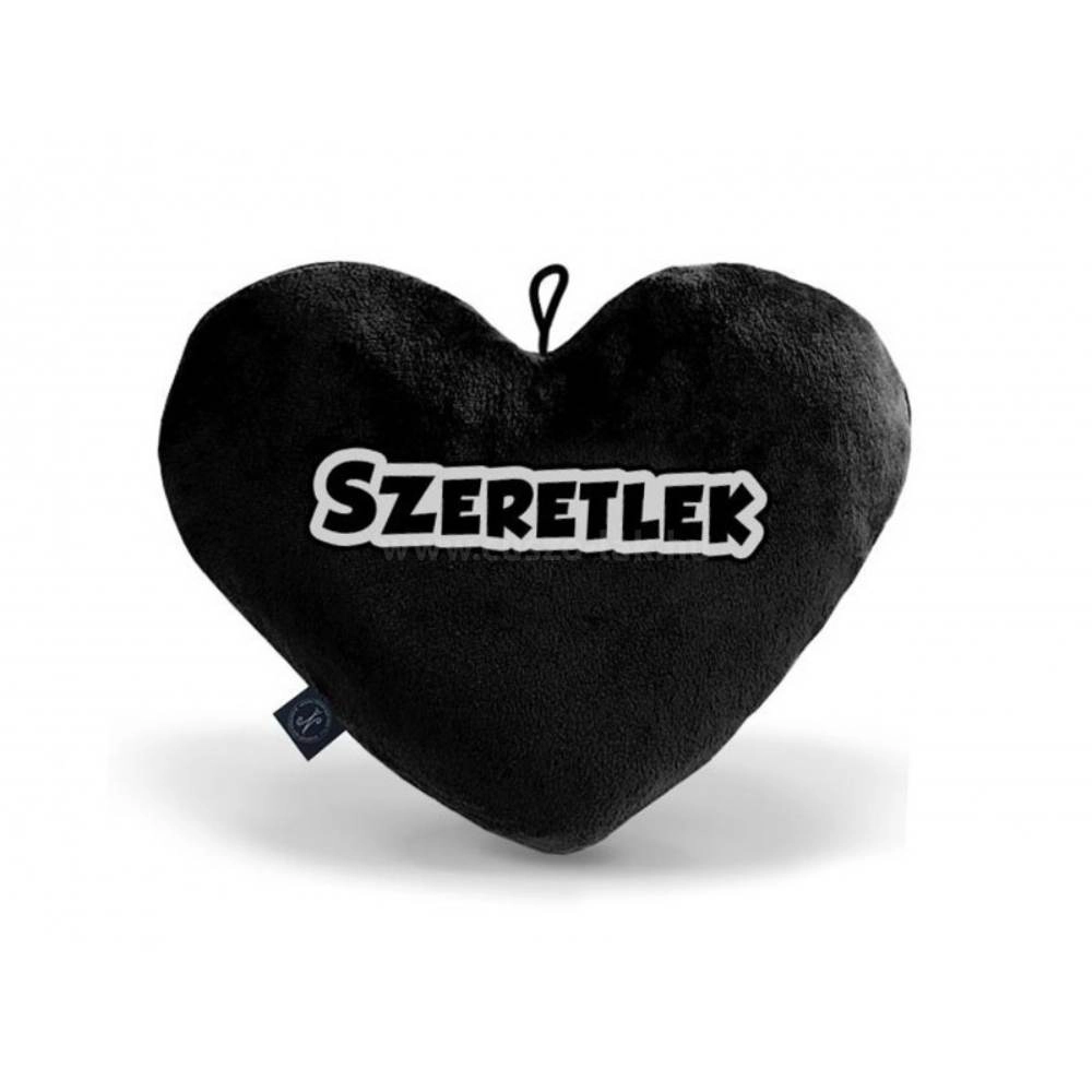 Valentin napi szív alakú párna, fekete 43 cm
