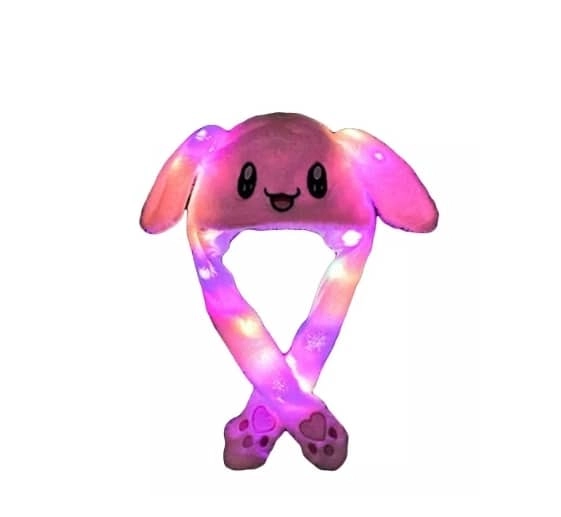 Nyuszi sapka mozgatható fülekkel világítós ,rózsaszínű