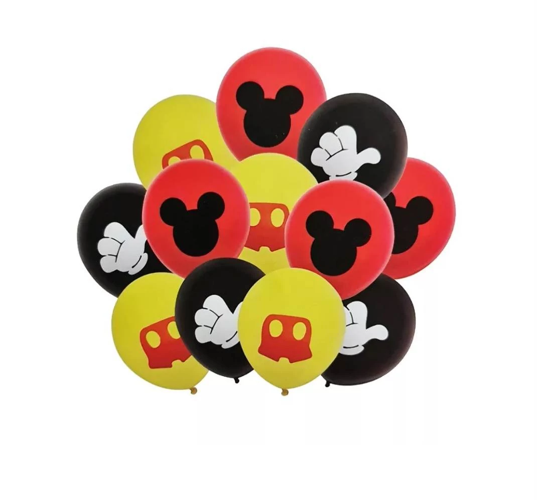 Mickey  egeres 12 db színes mintás latex lufi szett