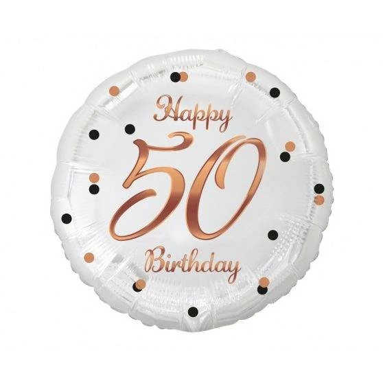 Happy birthday 50 feliratos fólia lufi  pöttyös  36 cm 