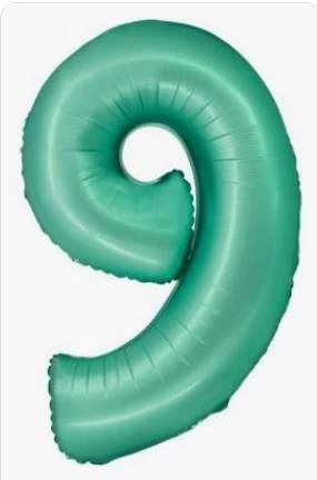 9 - es szám fólia lufi ,matt menta 76 cm 