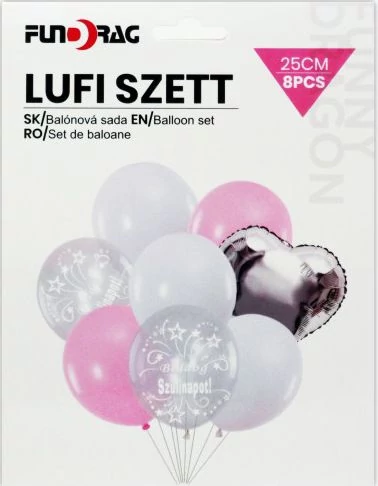 Lufiszett boldog szülinapot 8 db  30 cm 