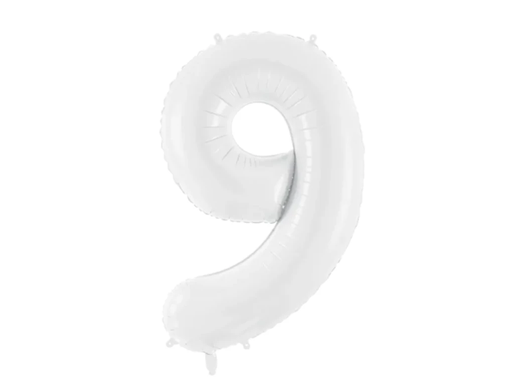  9- es számos lufi , fehér , 86 cm