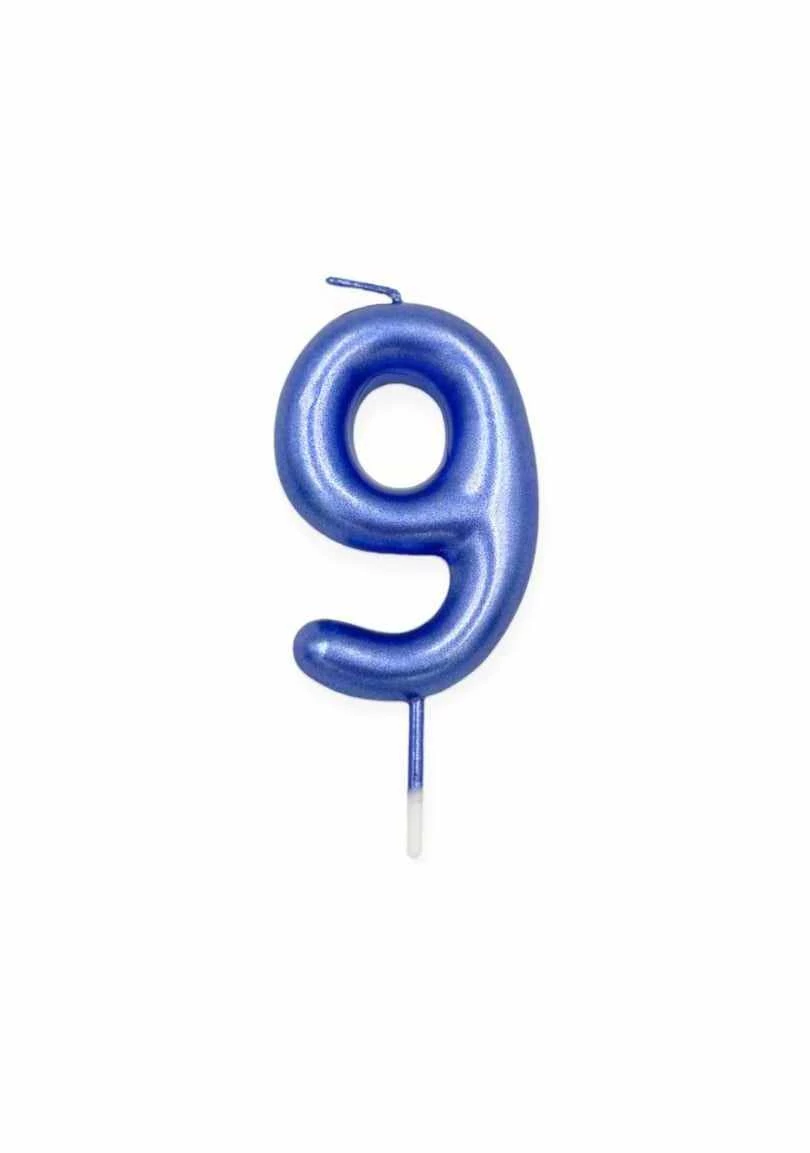 9-es kék króm számgyertya