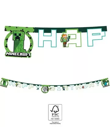 Minecraft Green Happy Birthday felirat