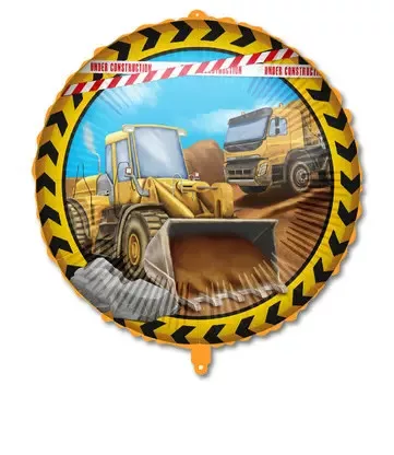 Munkagép mintás fólia lufi, 45 cm