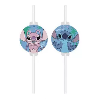 Disney Lilo és Stitch, A csillagkutya Angel papír szívószál, 4 db-os szett