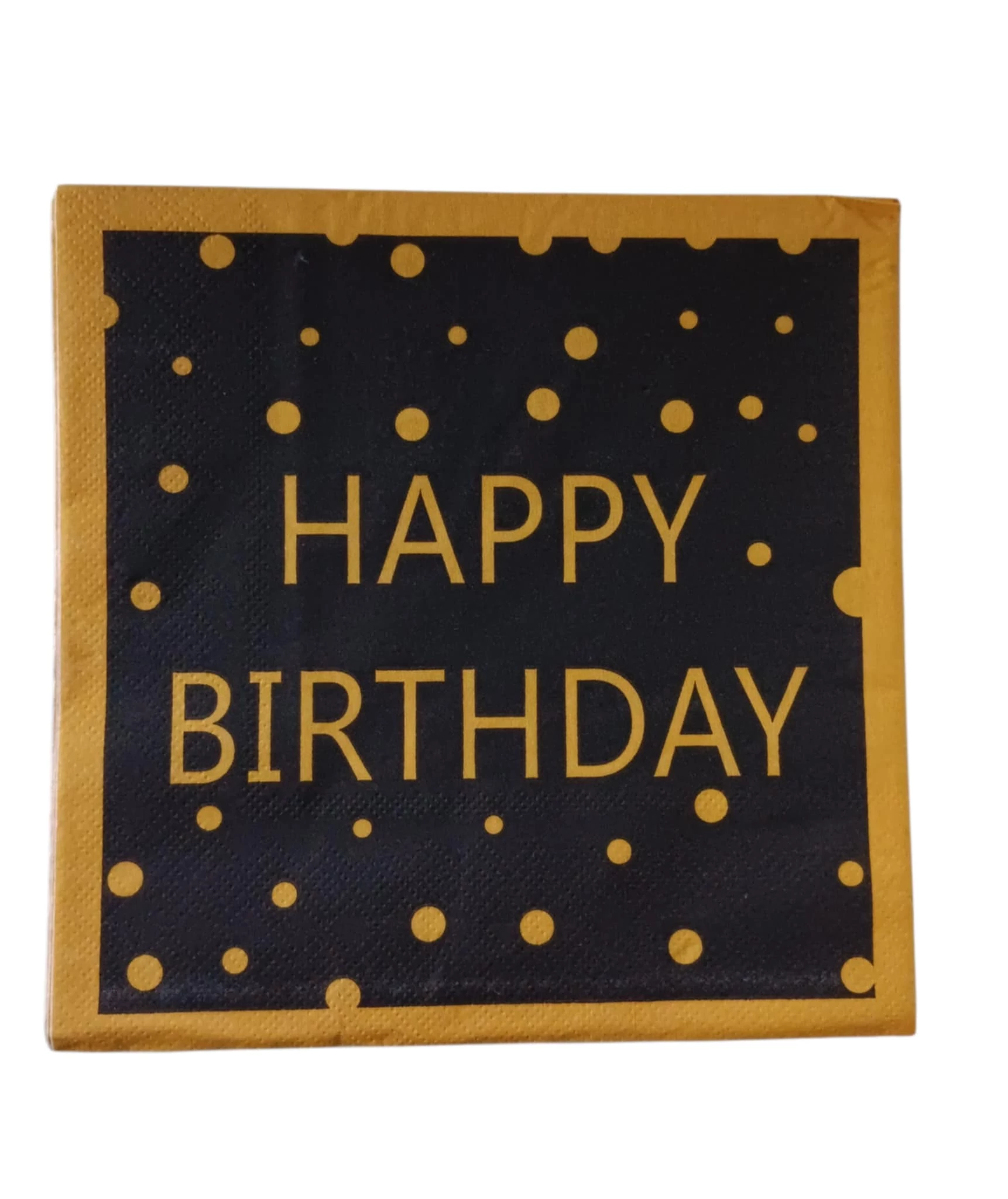 Happy Birthday fekete- arany szalvéta