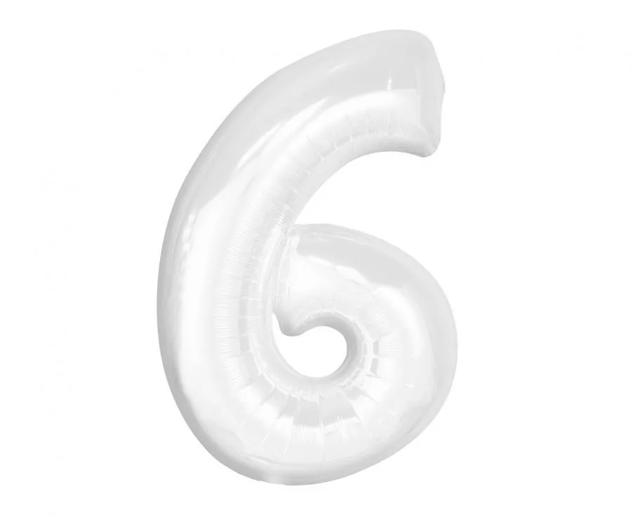 6-os fehér színű fólia lufi 86 cm