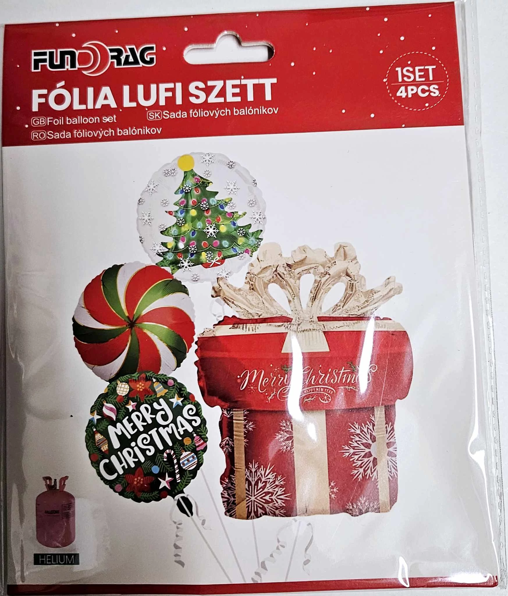 Merry christmas fólia lufi 4 db-os