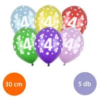 4-es évszámos színes latex lufi 5 db-os