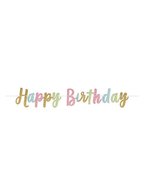 Színes glitteres Happy Birthady banner betűk