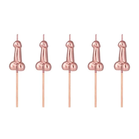 Pénisz alakú rosegold tortagyertya